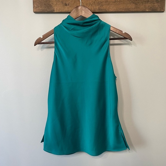 NWT Rachel Roy Green Satin Cowlneck Tank size XS - Picture 1 of 7